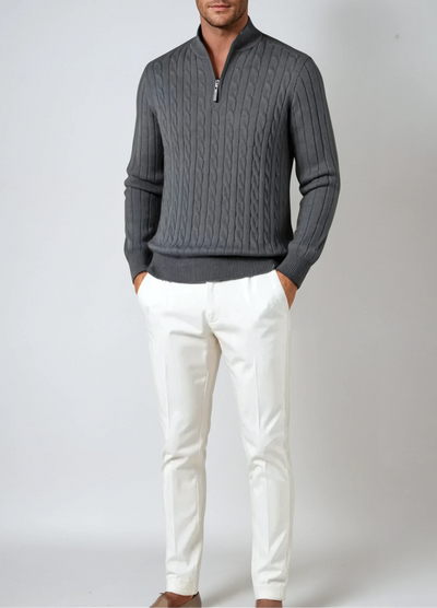 Cable Knit Zip Sweater