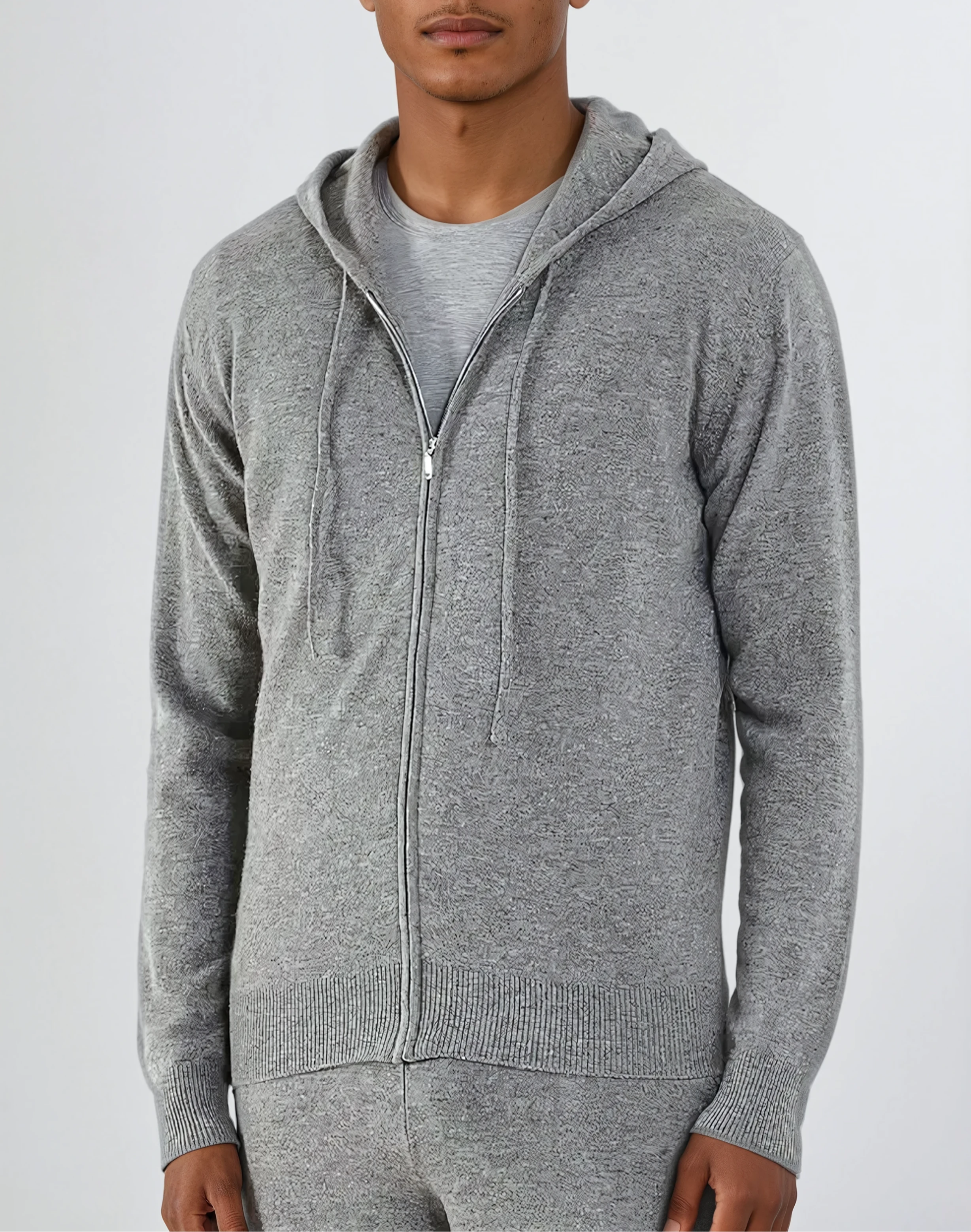 Cashmere Zip Vest - Light Gray