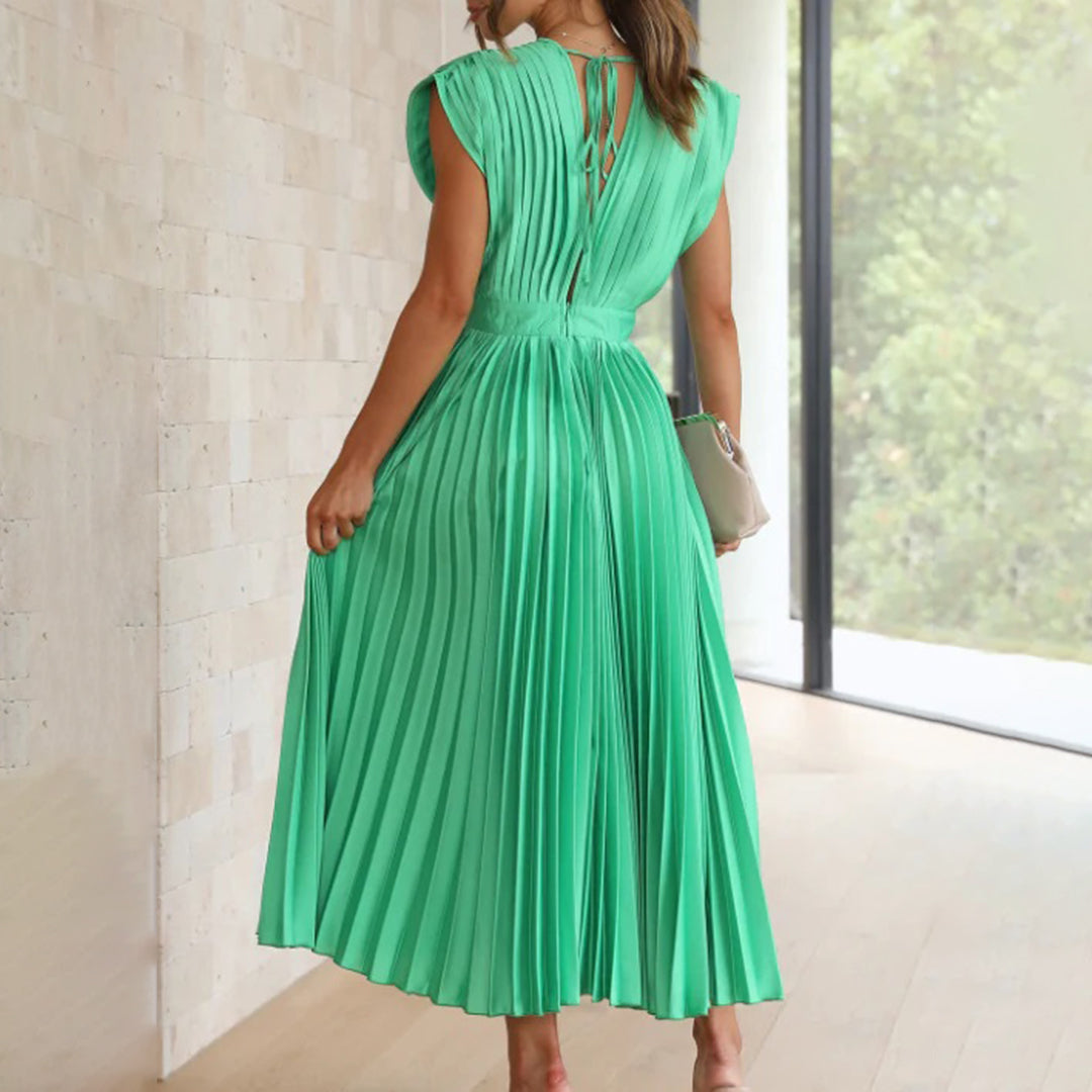 Jordan | Stylish Pleated V-Neck Midi Dress