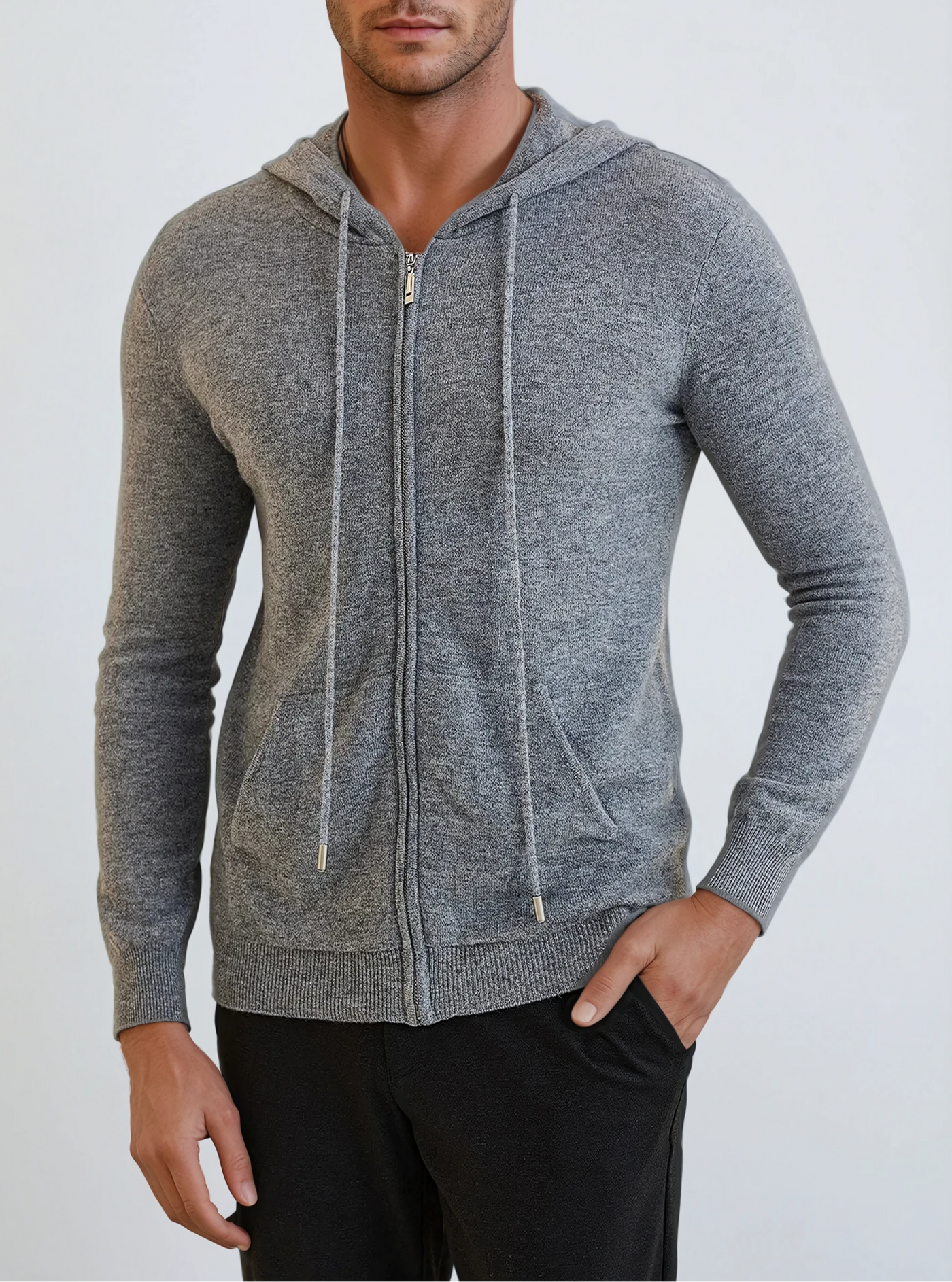 Cashmere Knit Zip Vest - Dark Gray - Sophie New York
