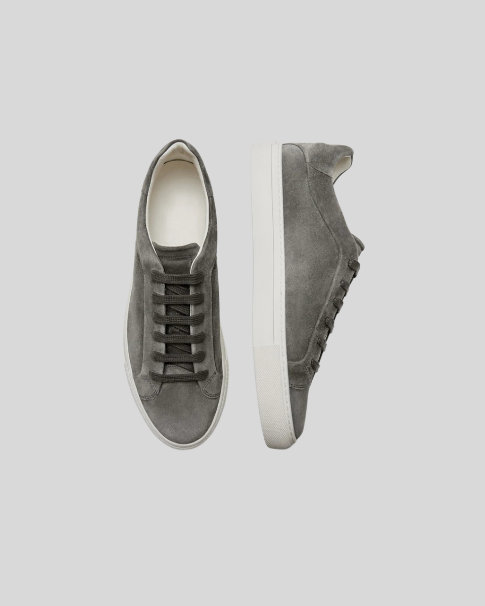 Leather Oxford Sneakers - Dark Gray - Sophie New York