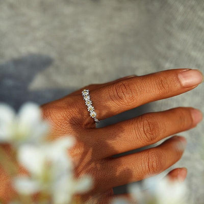 Adjustable Silver Daisy Ring Handcrafted