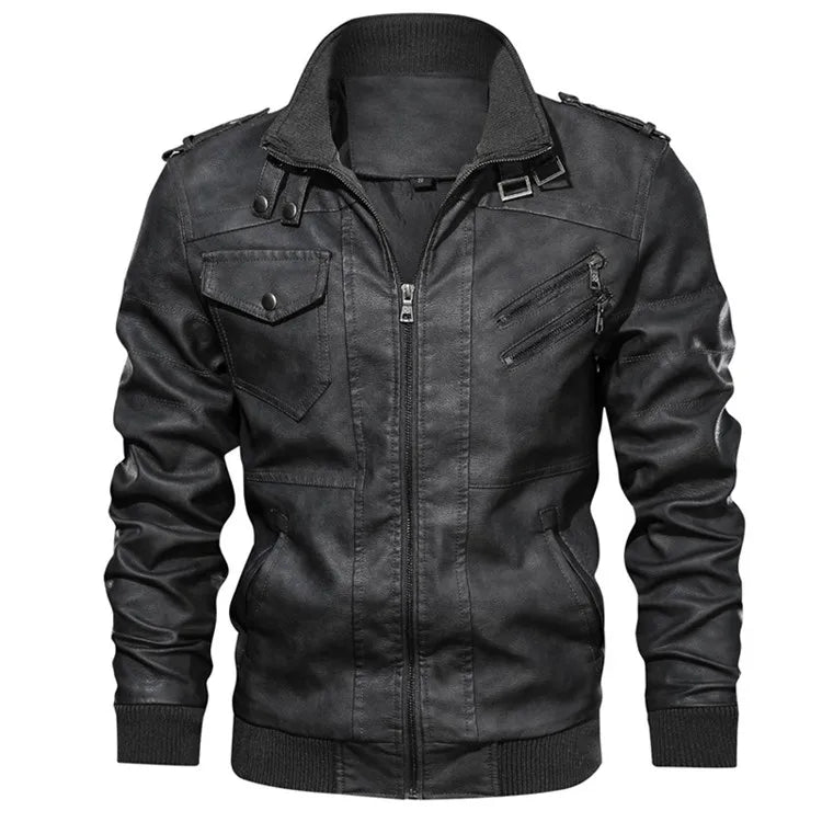 Jonas™ Hybrid – Warm Leather Jacket with Hood and Pockets