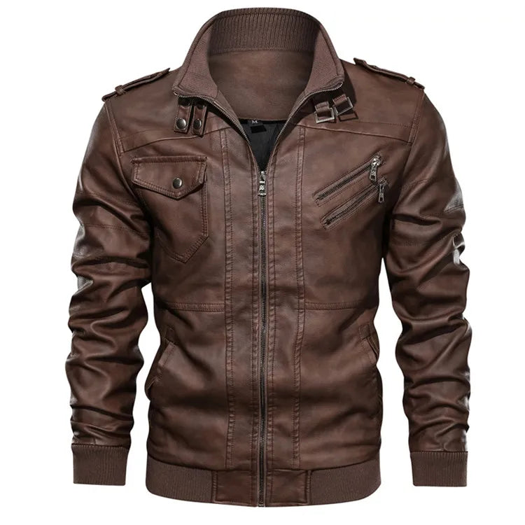 Jonas™ Hybrid – Warm Leather Jacket with Hood and Pockets