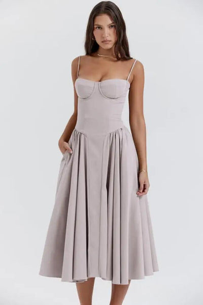 Omnia™ | Sleeveless Midi Dress with Corset Fit