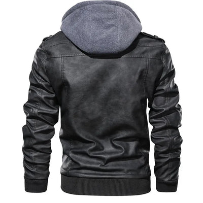 Jonas™ Hybrid – Warm Leather Jacket with Hood and Pockets