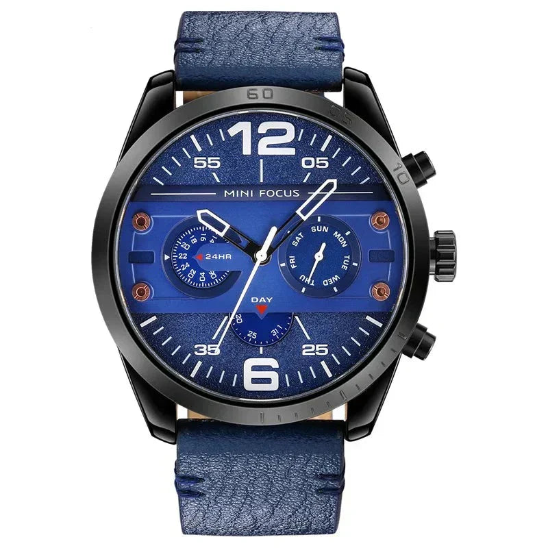 Luxury Leather Band Quartz Chronograph Sports Watch