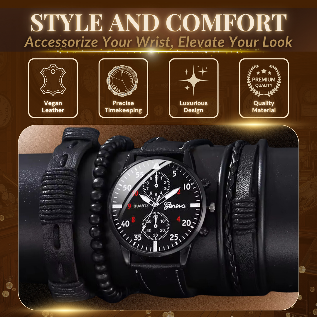 4-Piece Fashion Watch and Bracelet Set