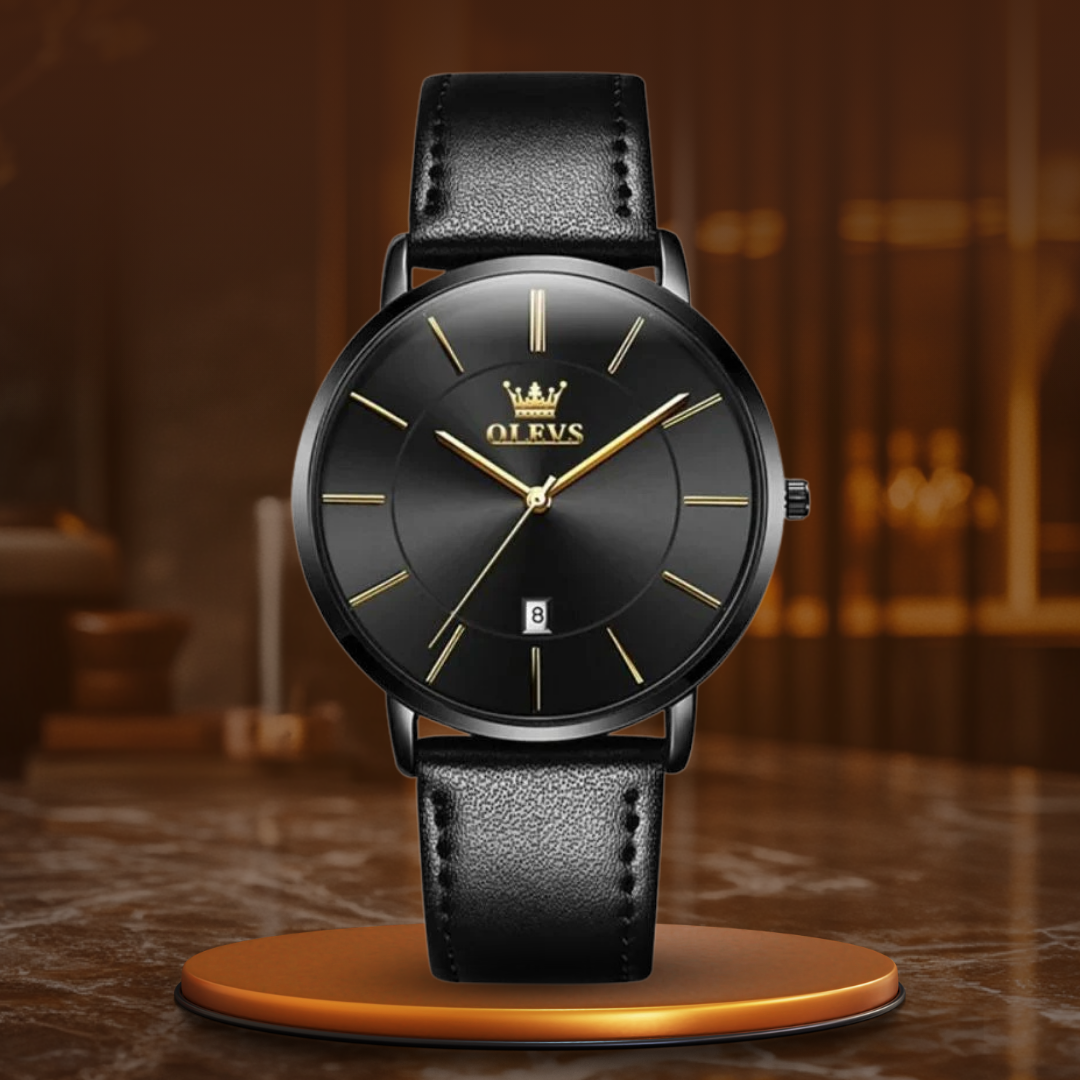 Leather Band Car Date Watch