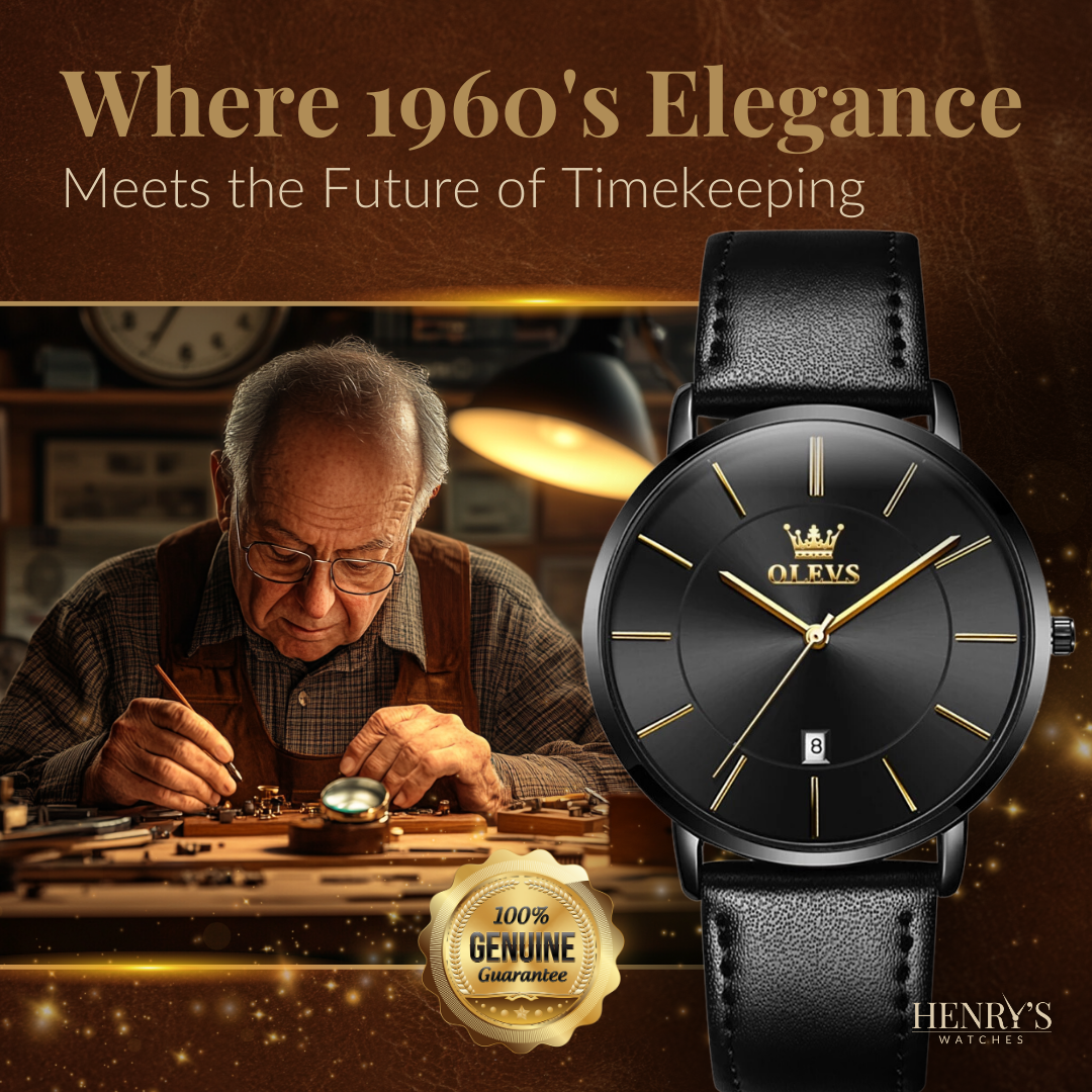 Leather Band Car Date Watch