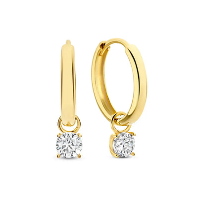 Moonbeam Stone Hoop Earrings | 14k Gold