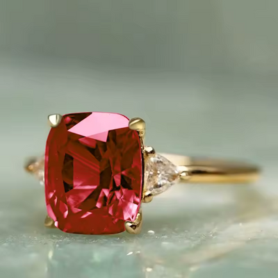 Josephine | Gold ring with red zircon