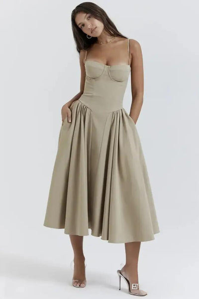 Omnia™ | Sleeveless Midi Dress with Corset Fit