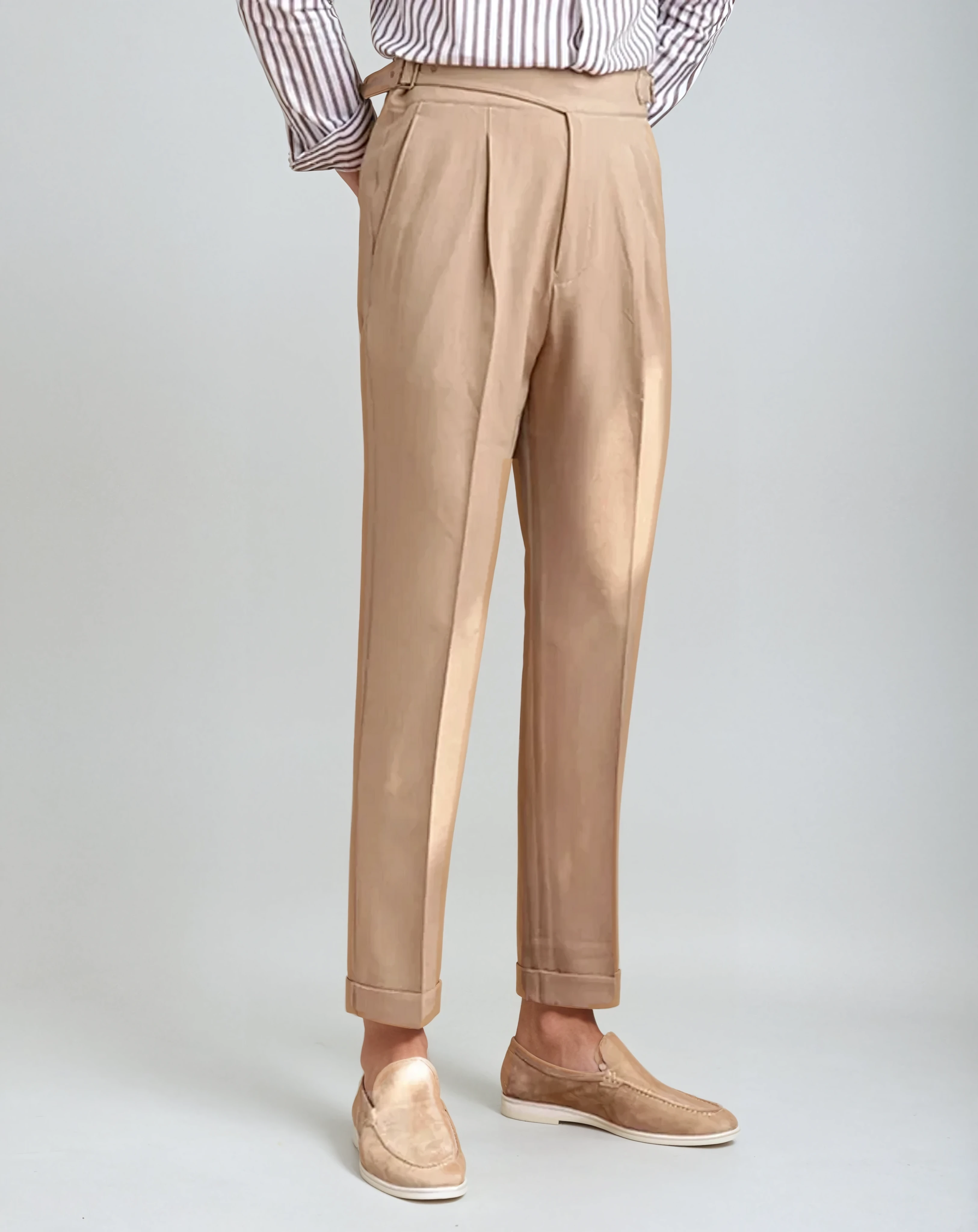 Oxford Pleated Trousers - Khaki