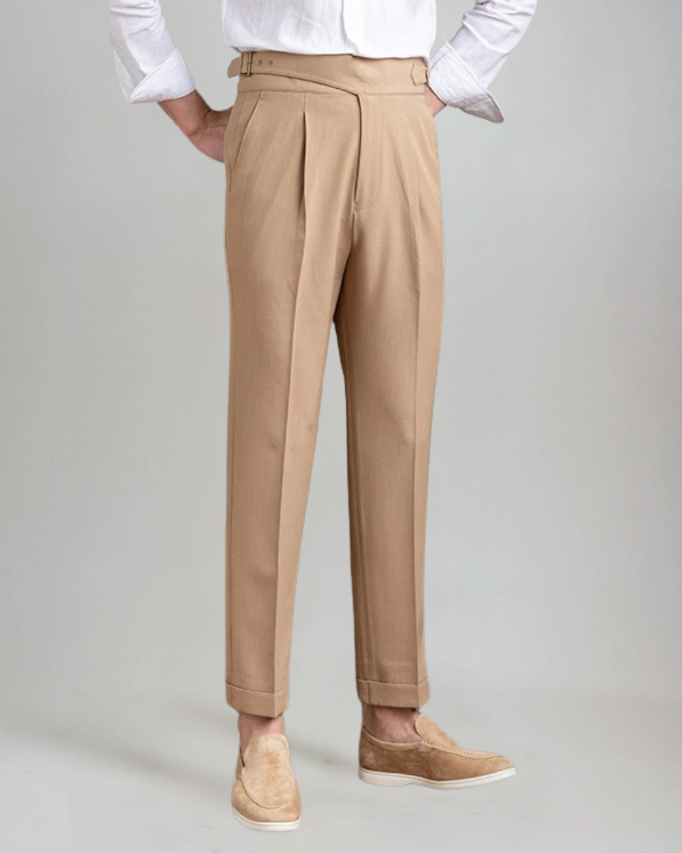 Oxford Pleated Trousers - Khaki