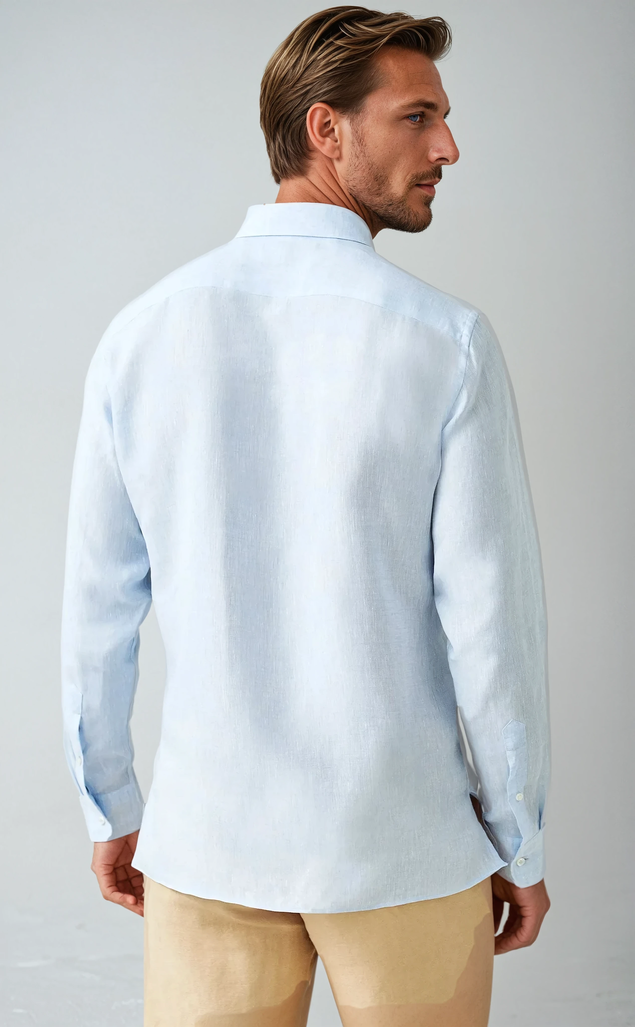 Linen Pop-over Shirt - Light Blue - Sophie New York