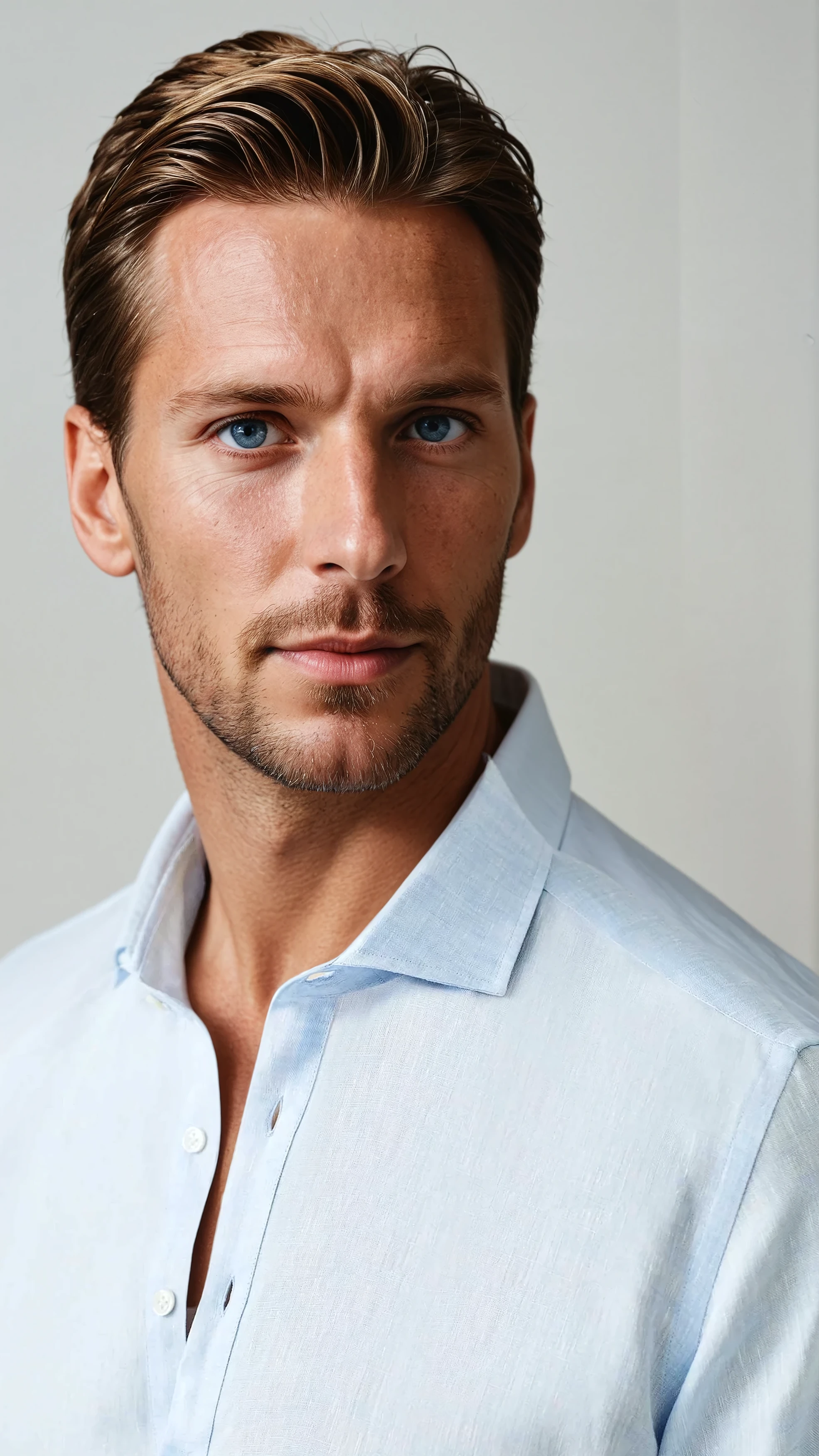 Linen Pop-over Shirt - Light Blue - Sophie New York