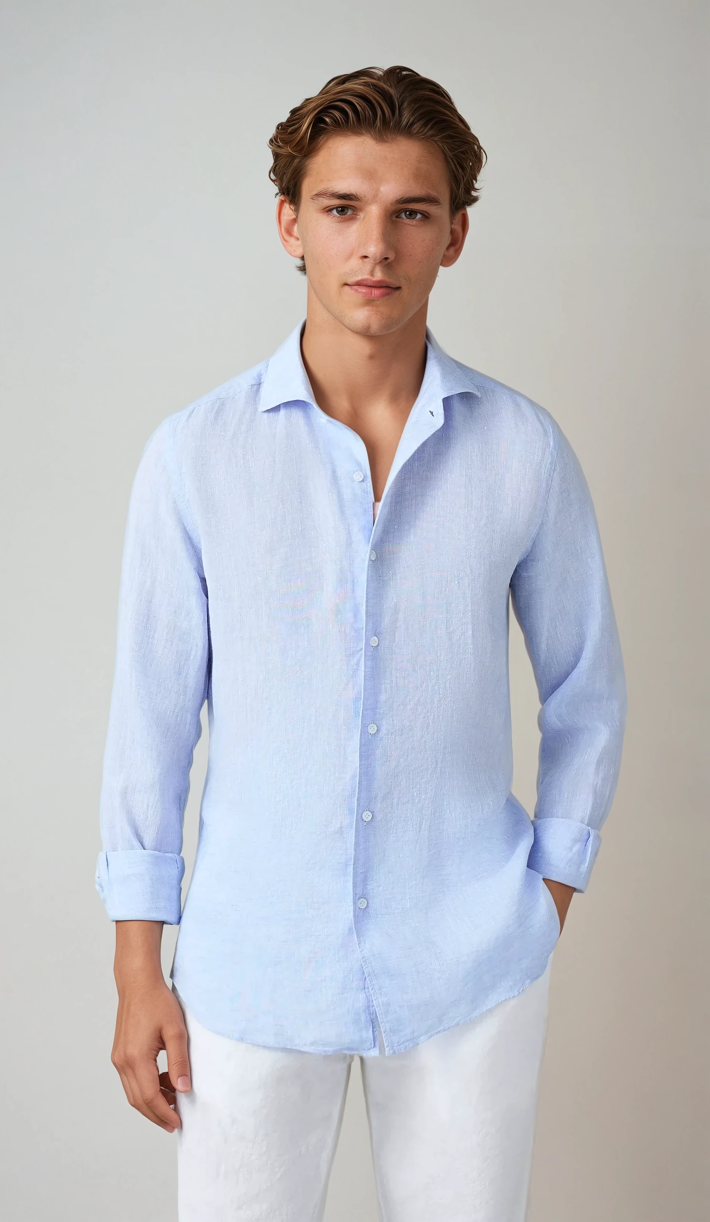Linen Shirt Light Blue - Sophie New York