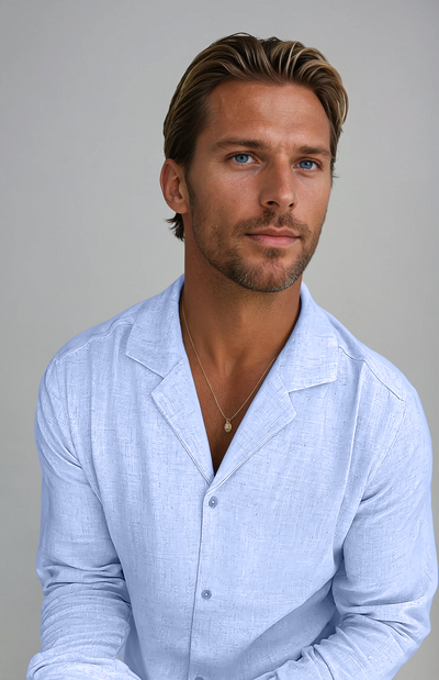 Linen Beach Shirt - Light Blue - Sophie New York