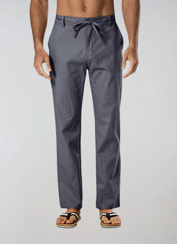 Linen Jumpsuit with Drawstring Gray - Sophie New York