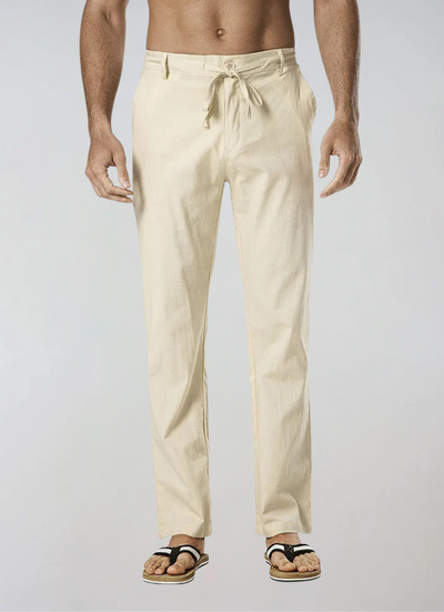 Linen Pants with Drawstring Beige - Sophie New York