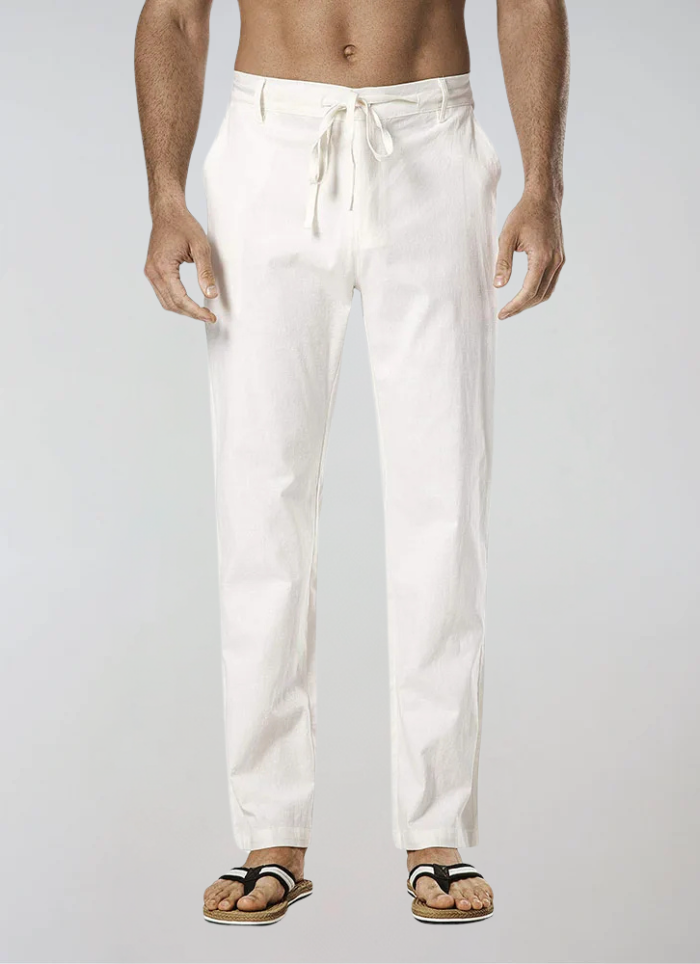 Linen Pants with Drawstring White - Sophie New York