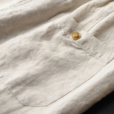 Linen Suit with Drawstring Beige