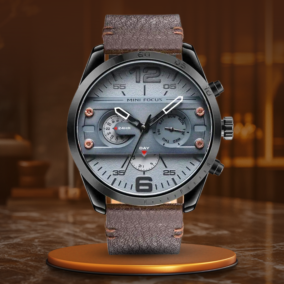 Luxury Leather Band Quartz Chronograph Sports Watch