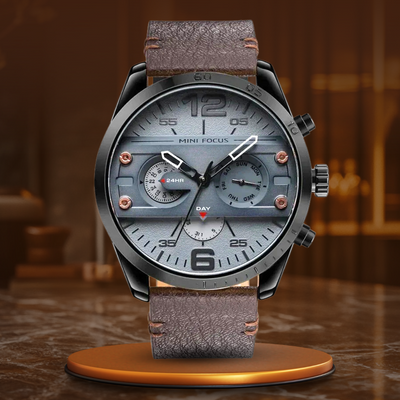 Luxury Leather Band Quartz Chronograph Sports Watch