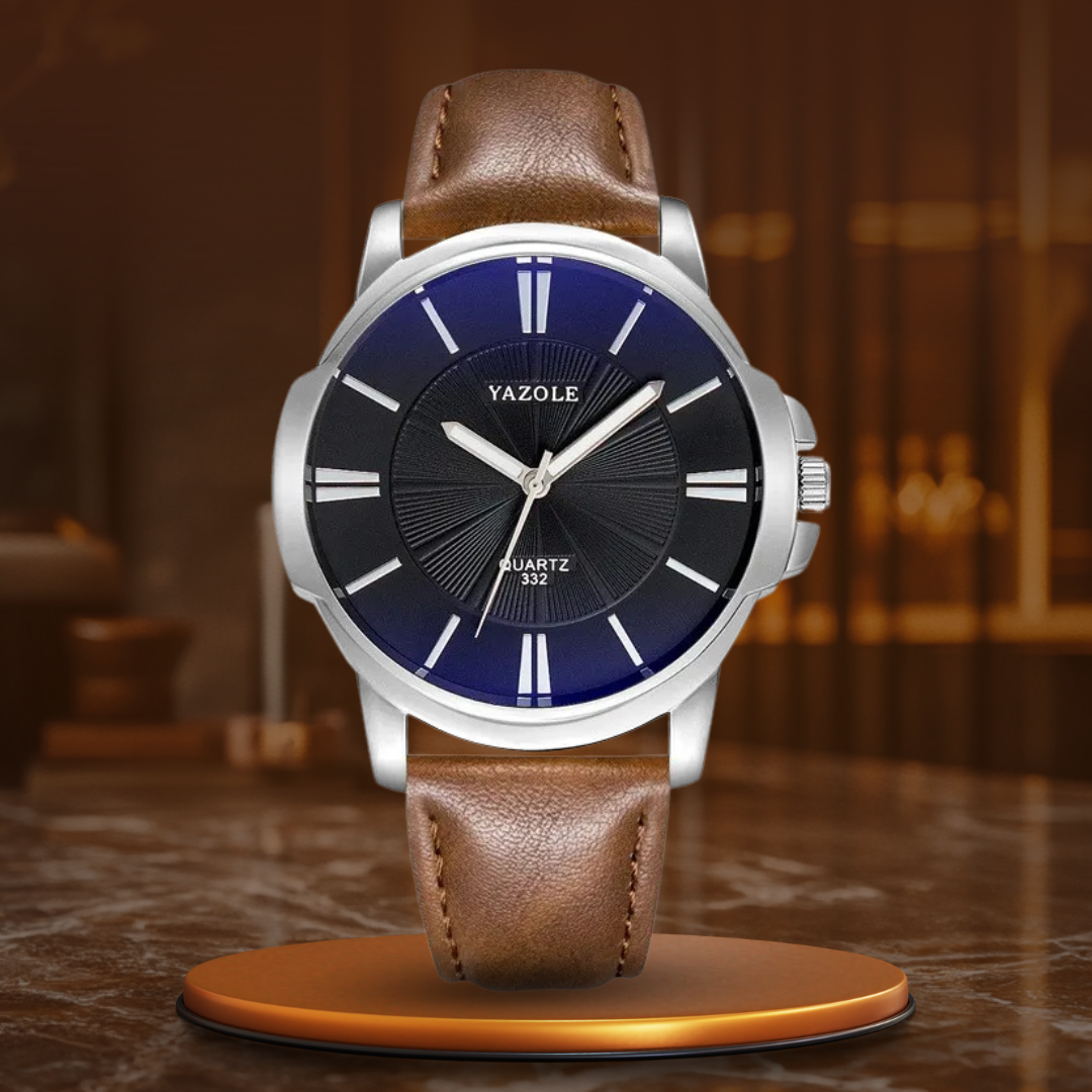 van Baerle® - Luxurious Blue Glass Leather Watch