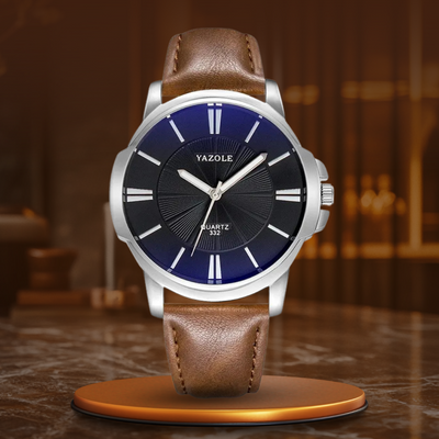 van Baerle® - Luxurious Blue Glass Leather Watch