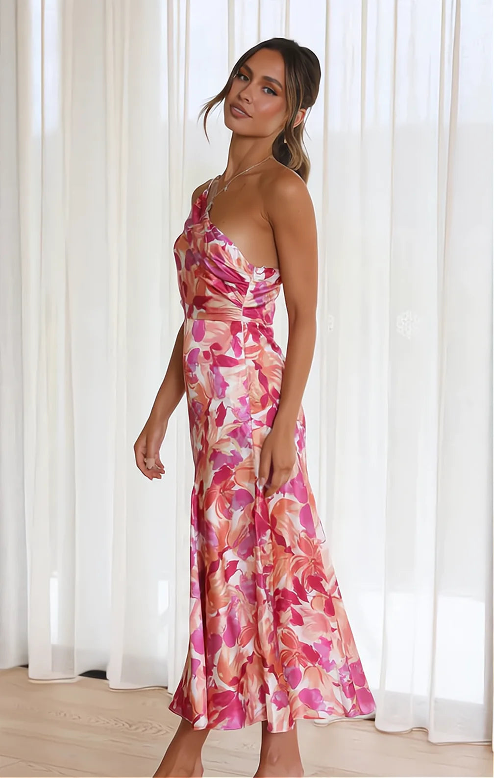 Diane | Satin Floral Dress
