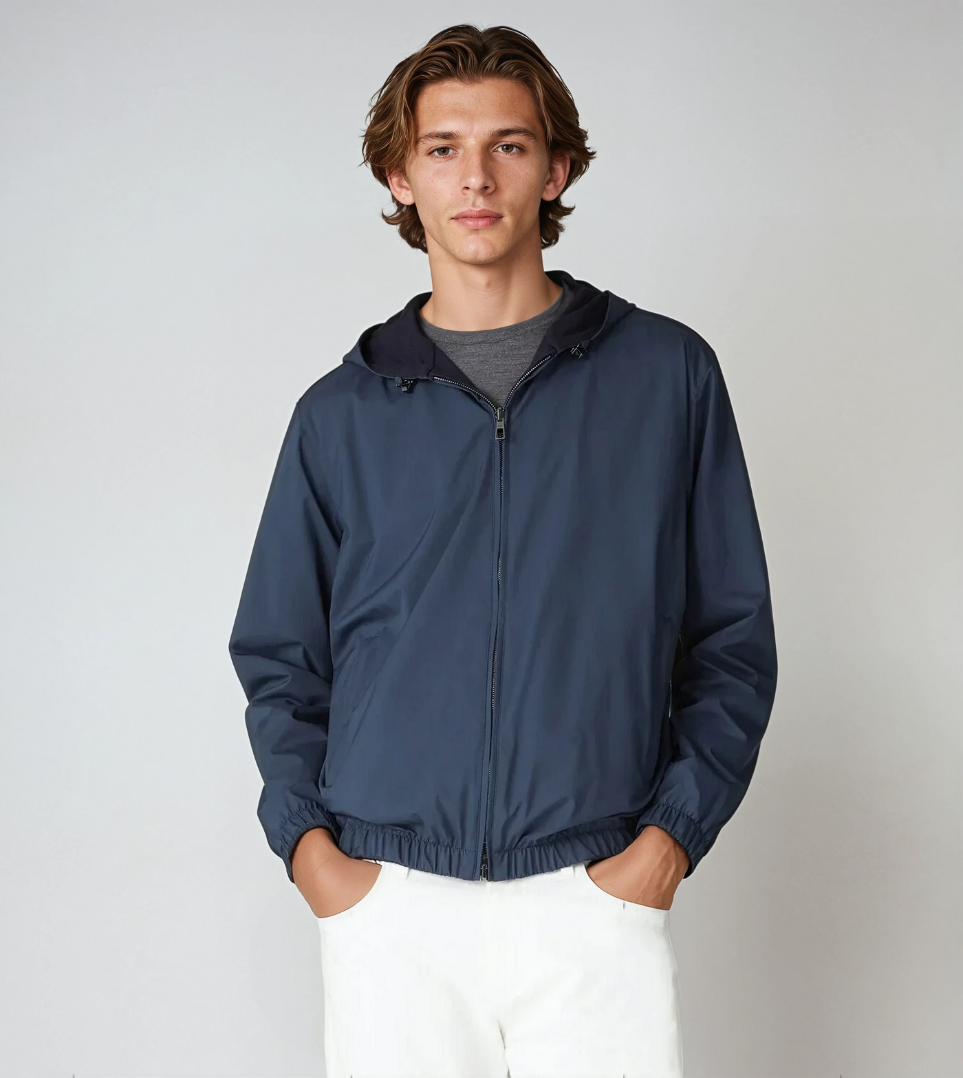 Reversible City Bomber Jacket – Navy Blue - Sophie New York