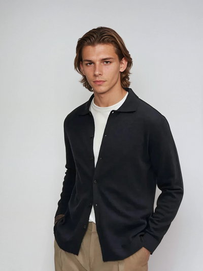 Cashwool Shirt Navy Blue - Sophie New York