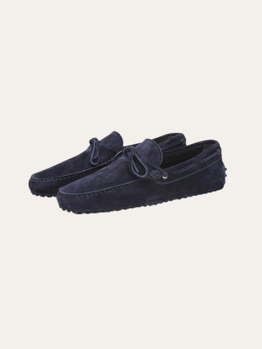 Navy Blue Suede Loafers - Sophie New York