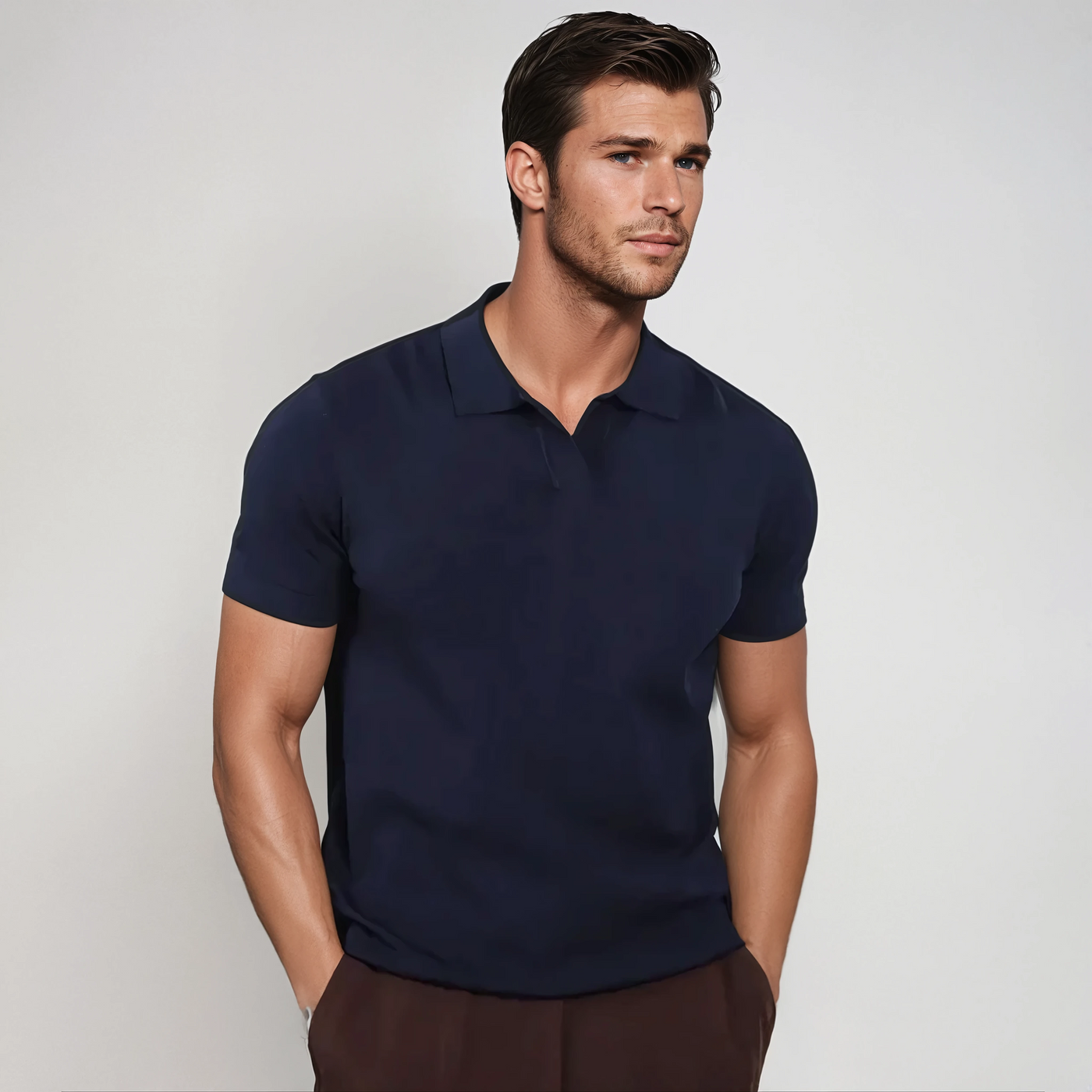 Navy Blue Polo Without Buttons