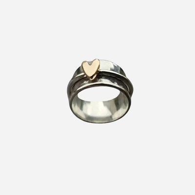 Melody | Silver Ring with Golden Heart