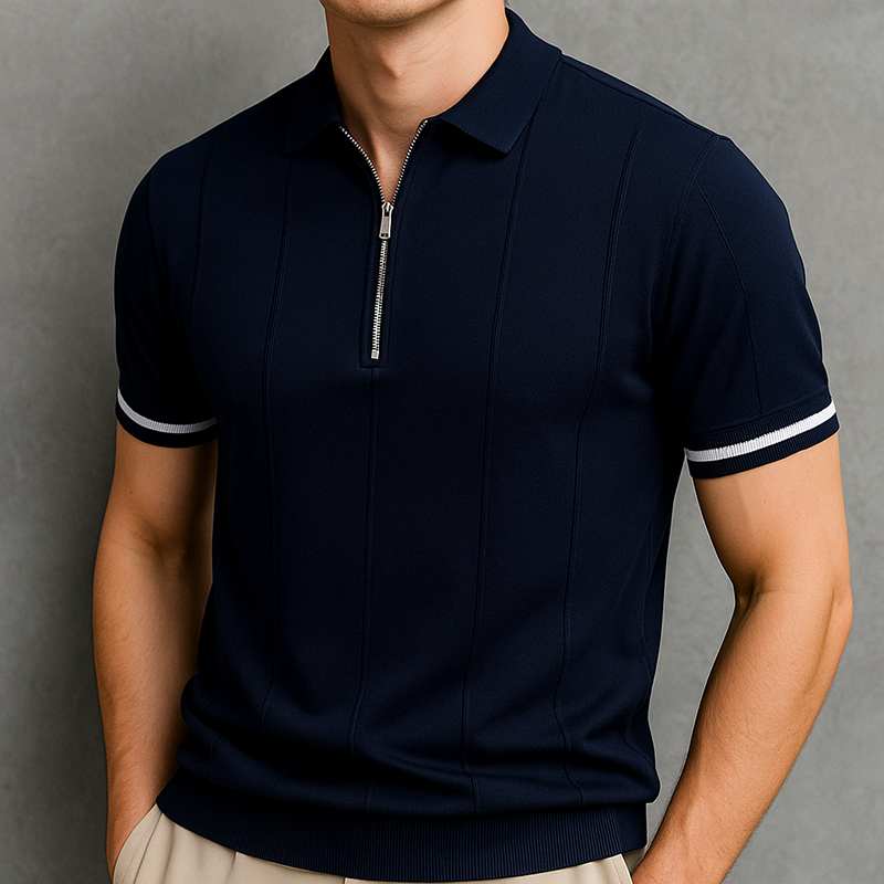Monza Zip-Knit Polo Shirt - Sophie New York