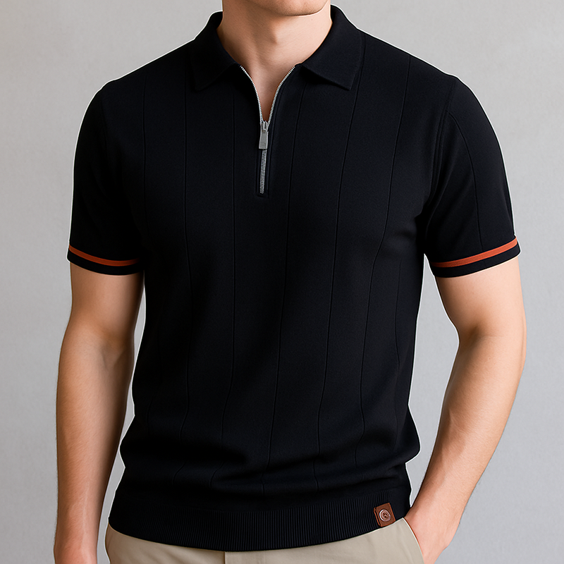 Monza Zip-Knit Polo Shirt - Sophie New York