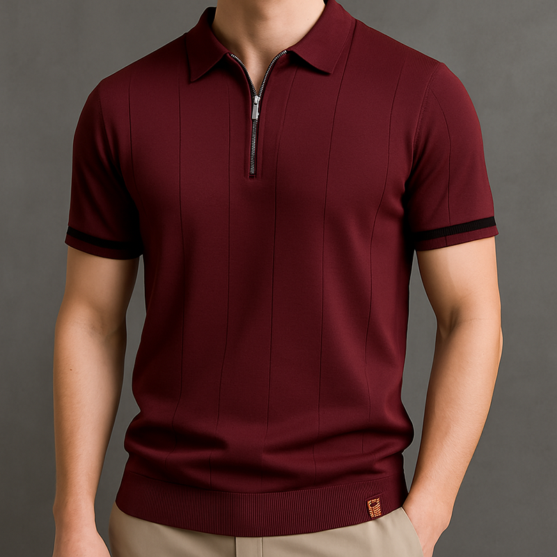 Monza Zip-Knit Polo Shirt - Sophie New York