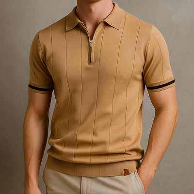 Monza Zip-Knit Polo Shirt - Sophie New York