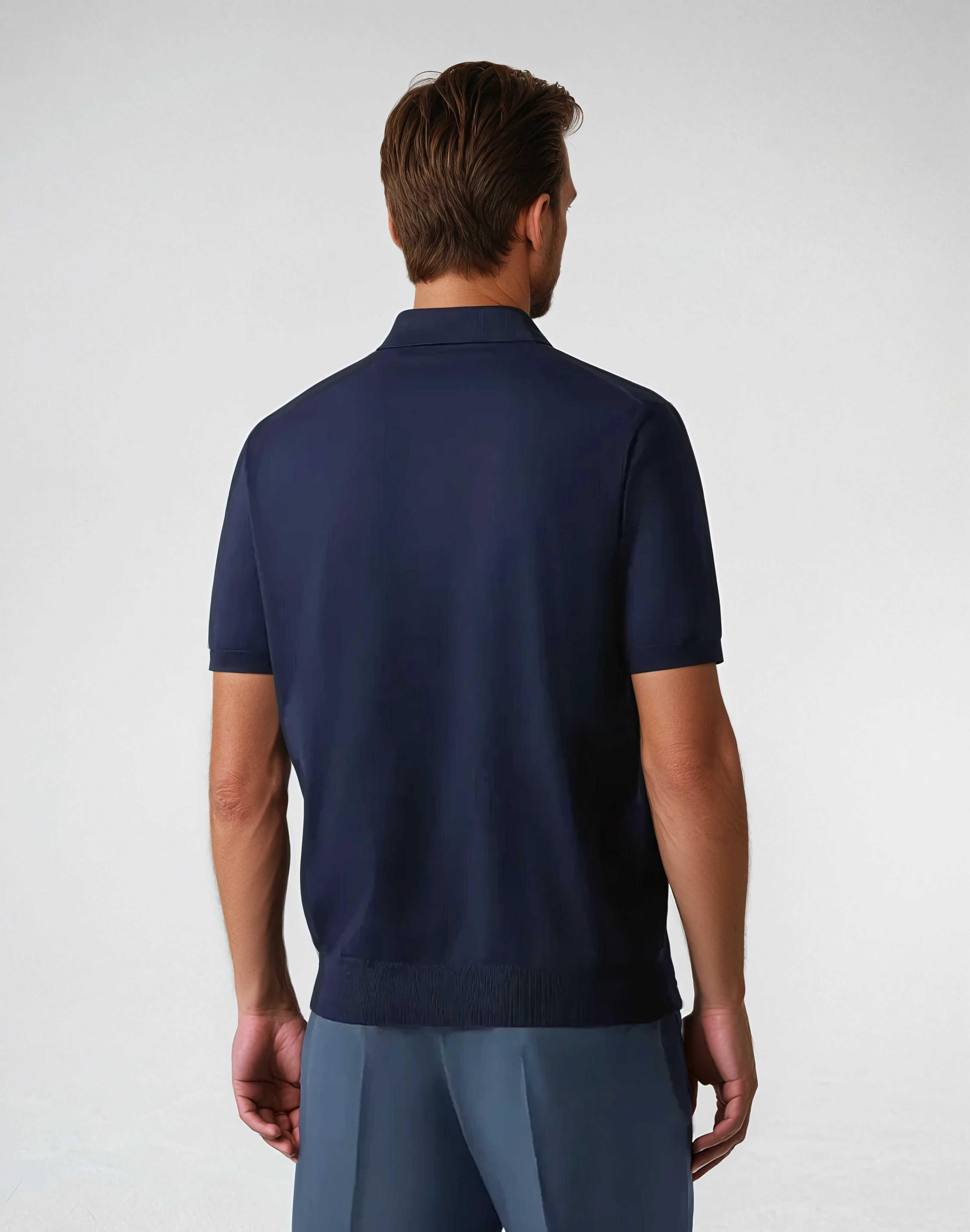 Polo with Zipper - Navy Blue