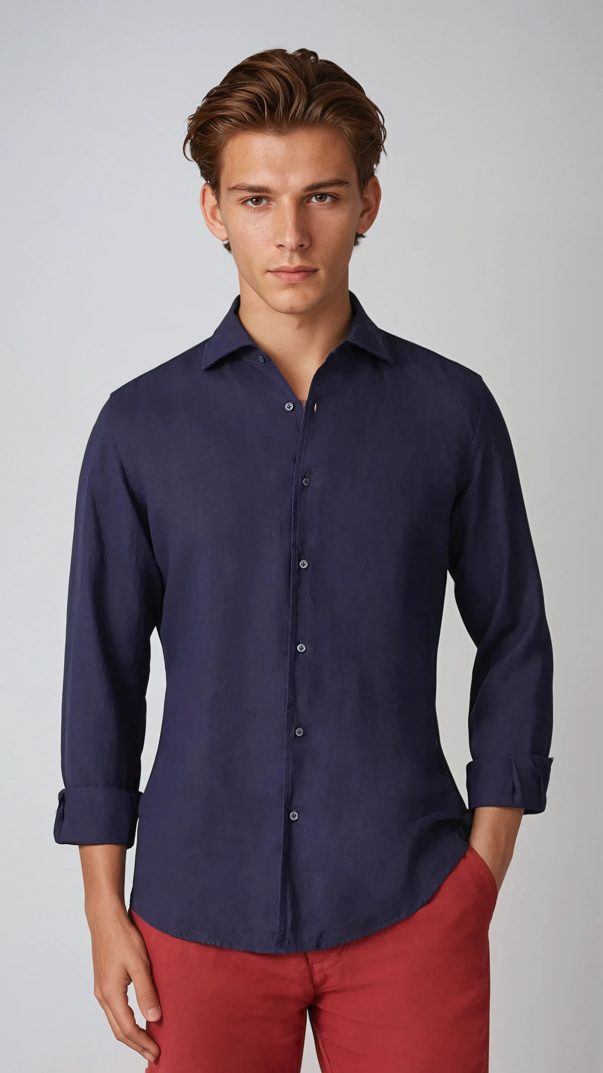 Linen Shirt Navy Blue - Sophie New York