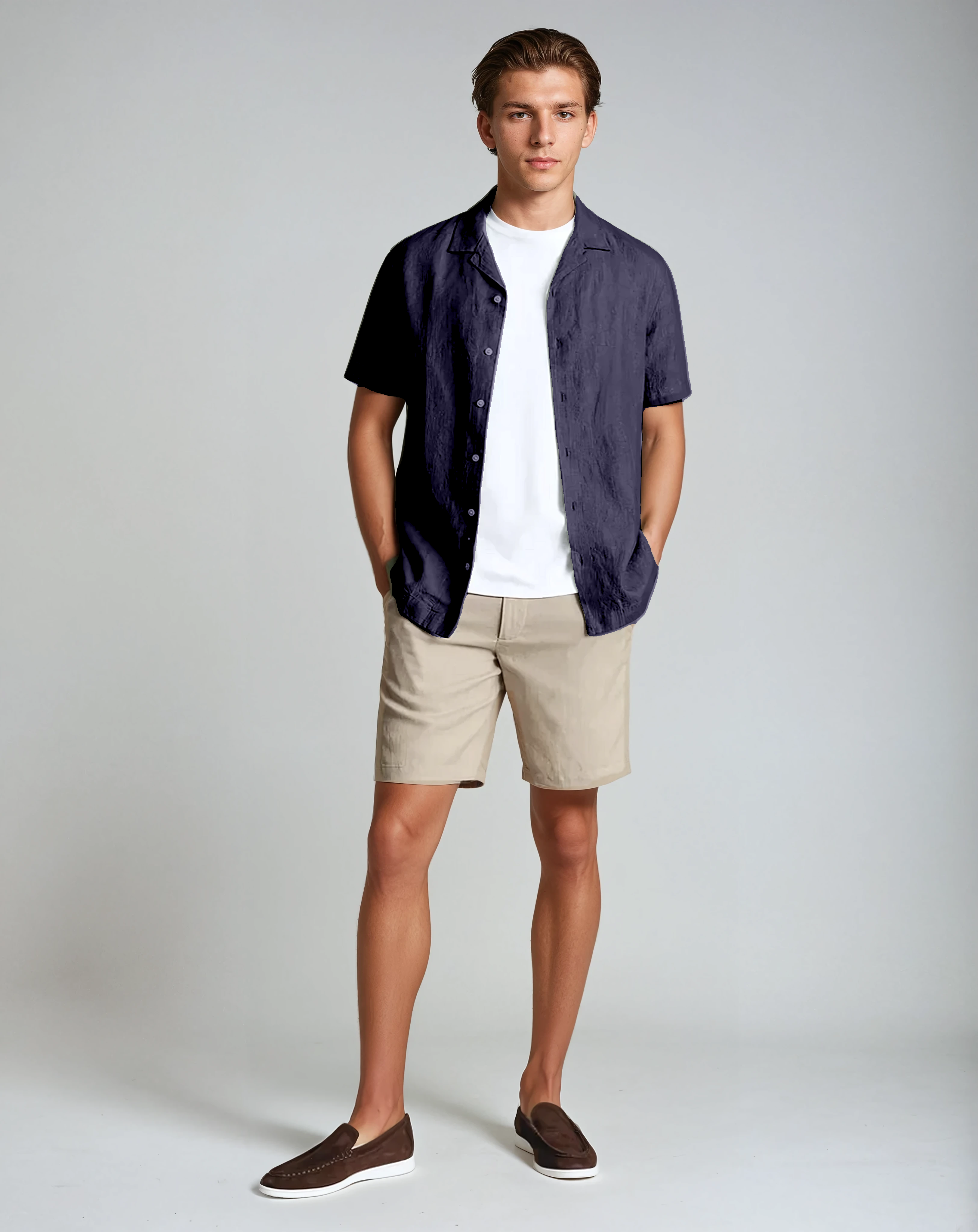 Beachside Linen Shorts - Khaki - Sophie New York