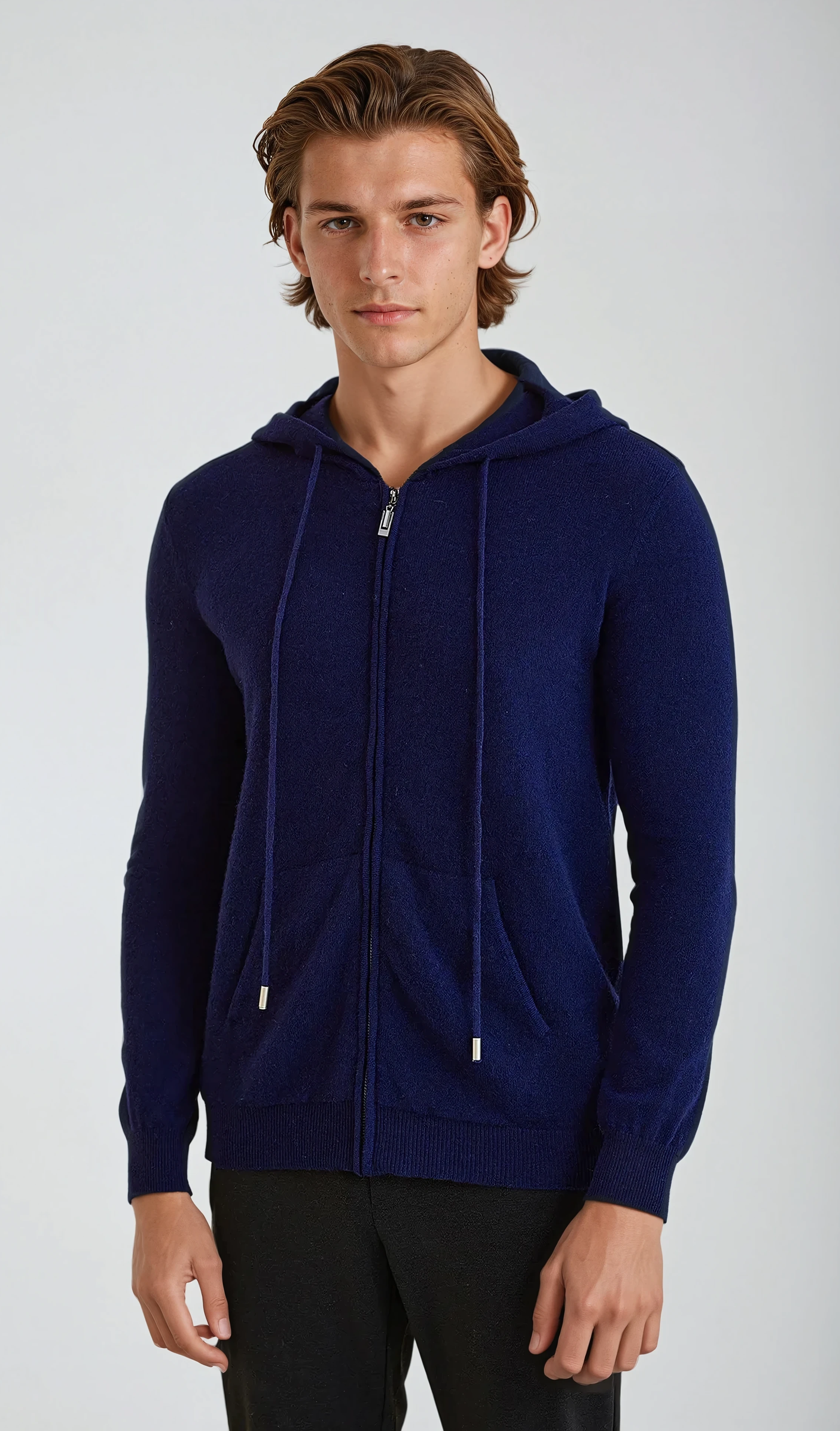 Cashmere Zip Vest - Navy Blue - Sophie New York
