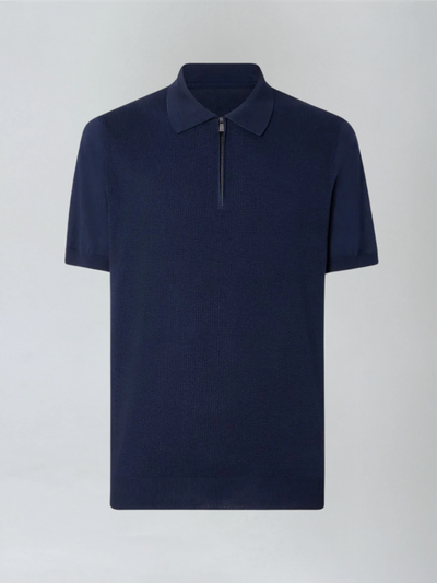 Polo with Zipper - Navy Blue
