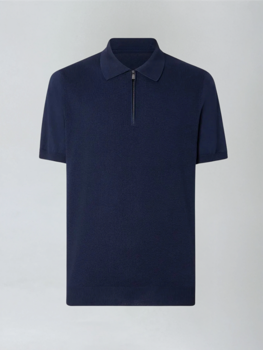Polo with Zipper - Navy Blue - Sophie New York