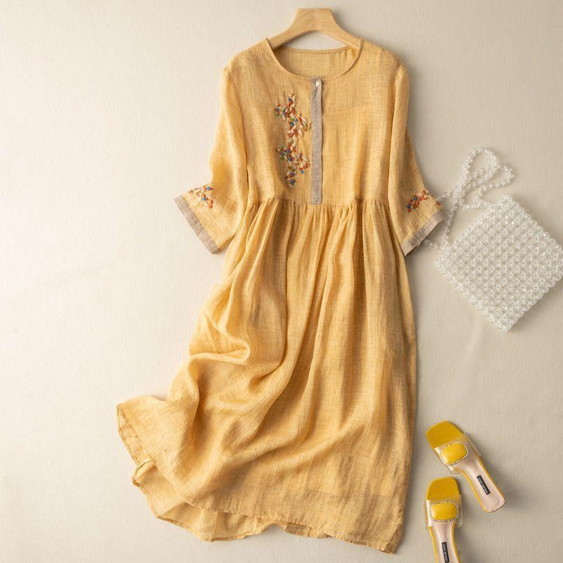 Havana Vintage Linen Dress I Linned