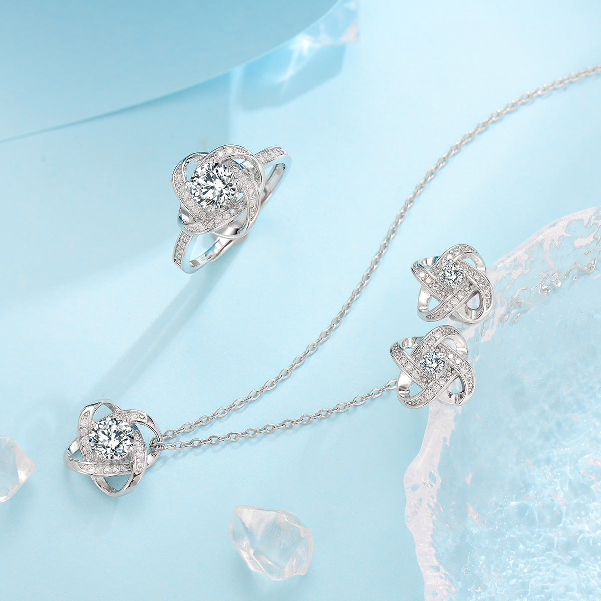 Fleur de Givre Klee-Knoten Set | White Gold 16k