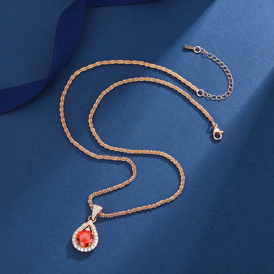 Carmine Red Champagne Set | Rose Gold 14k